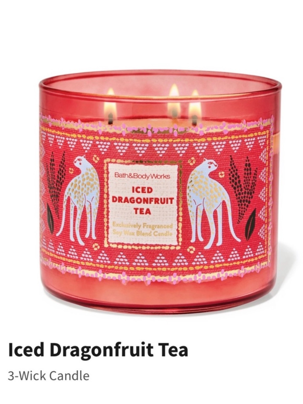 NIB Bath & Body Works Iced Dragonfruit Tea 3-Wick Candle w Decorative Metal Lid.